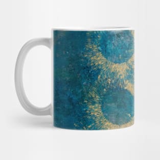 Teal Paint with Gold Circles Art Mug